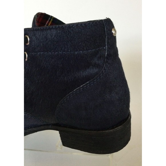 SAM EDELMAN Bleecker Ink Navy Calf Hair Lace Up Moto Ankle Boots (Size 6 M) - Picture 8 of 12
